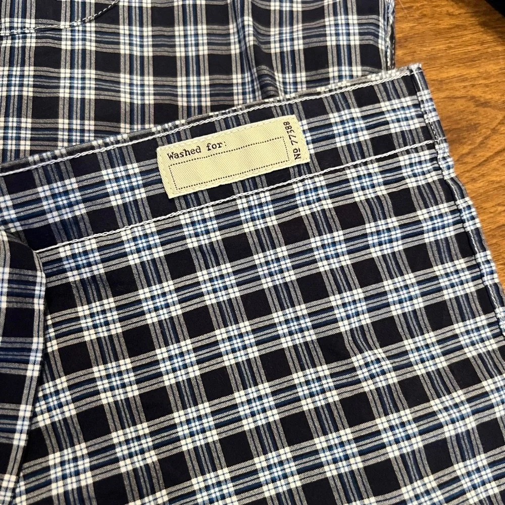 J Crew Mens Long Sleeve Button Down Shirt Sz L Slim Fit Blue White Plaid